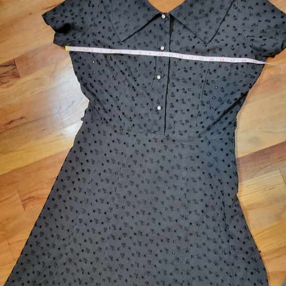 Vintage Black Eyelet Dress With Crystal Buttons. - Picture 12 of 16